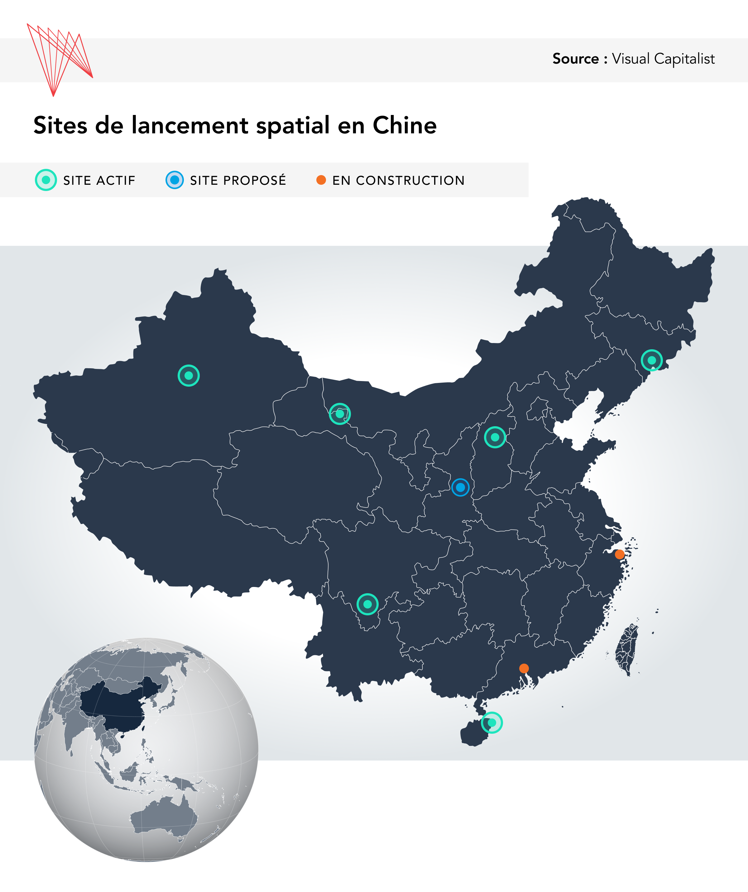 Sites de lancement spatial en Chine