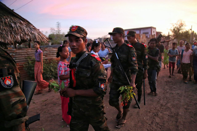 Anti-junta forces gather in Myanmar village