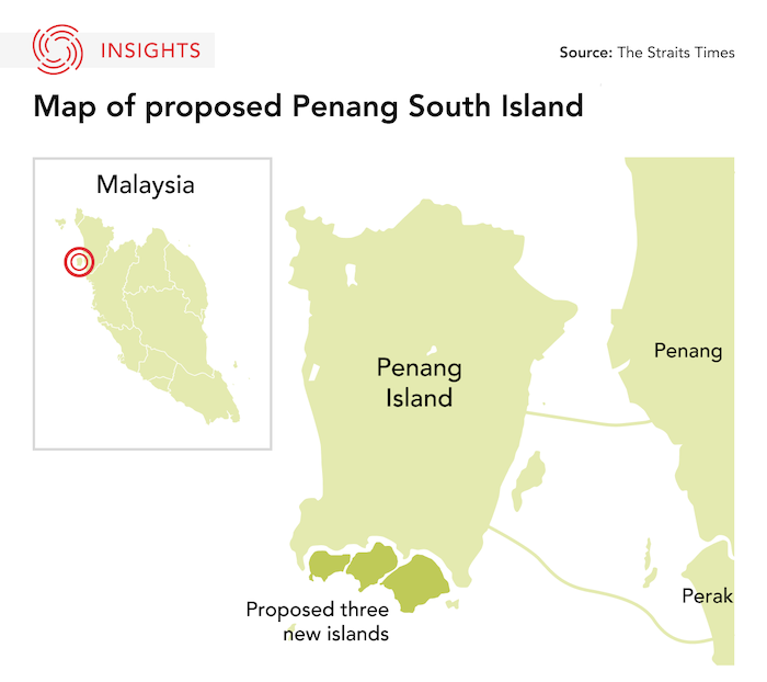 Map of area under development in Malaysia state of Penang