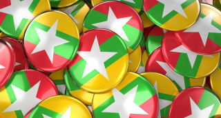Image of Myanmar flag on buttons 