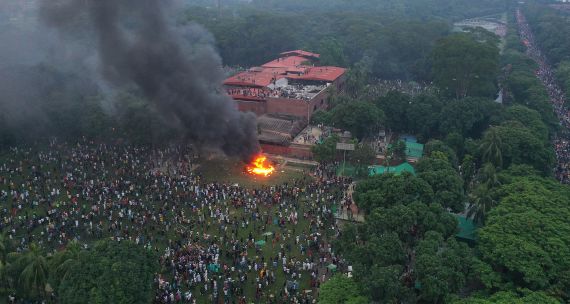 Protesters storm the prime minister's residence in Bangladesh