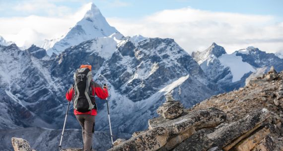 Himalayas and hiker