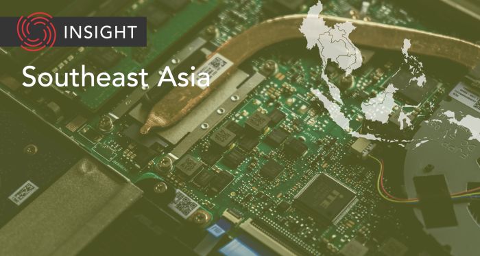 Computer chips on Southeast Asia banner