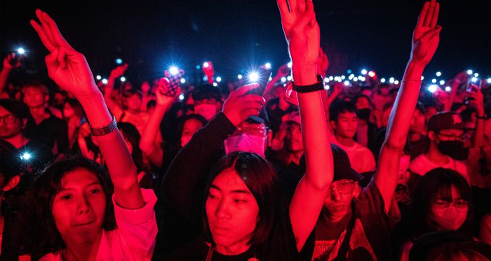 Youth protesters in Thailand in 2023