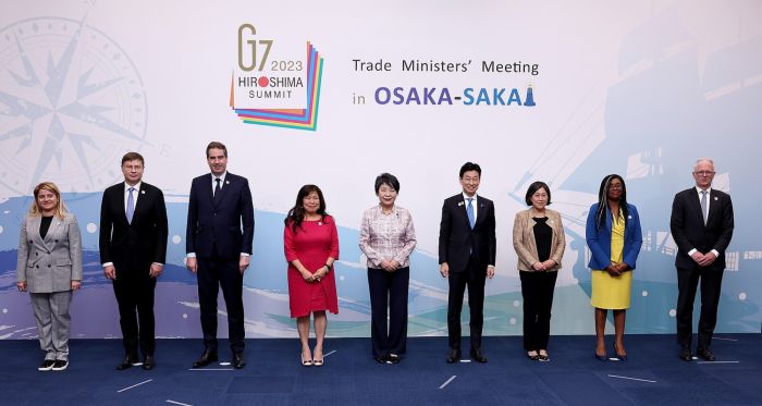 Représentants du G7 à la réunion des ministres du Commerce du G7 à Osaka, au Japon.